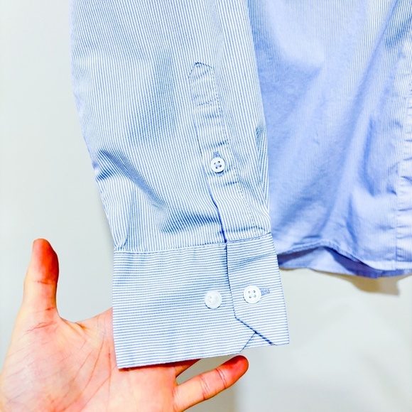 H&M – Blue & white striped button-down shirt | Classic office top | Size 6 * - Picture 6 of 9